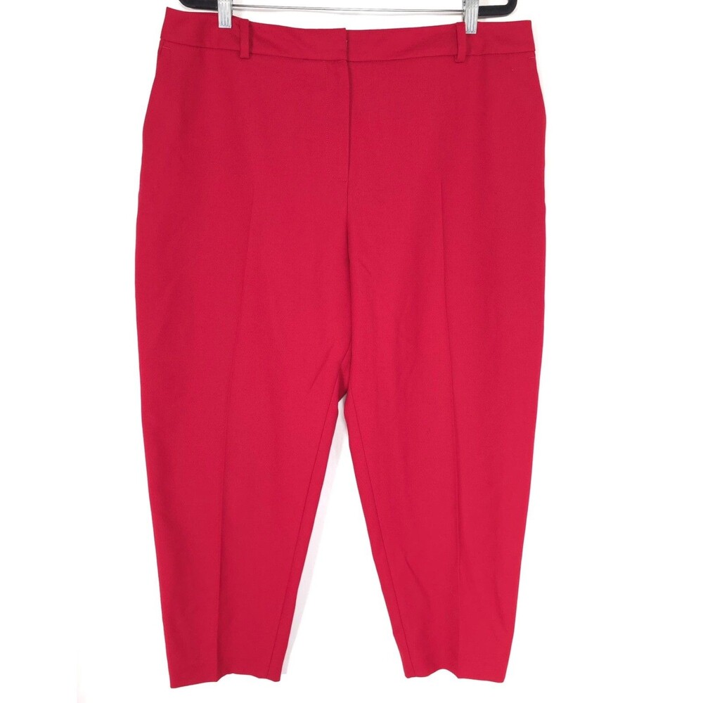 LK BENNETT Women’s Tapered Ankle Cropped Dress Pants 16 Red TR MYA PORTUGAL MADE